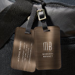 Monogram Bronze Brown Metallic Luggage Tag<br><div class="desc">Monogram Bronze Brown Metallic Luggage Tag</div>