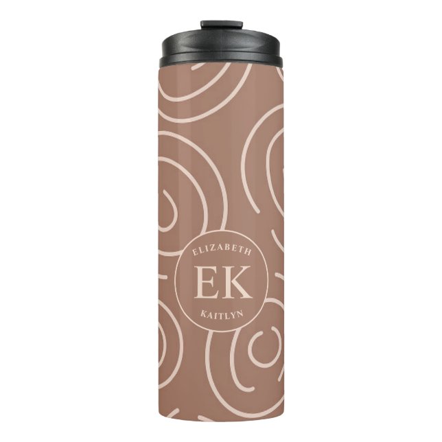  Monogram Brown Abstract Thermal Tumbler (Front)