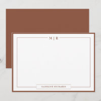 Monogram Brown Border Stationery