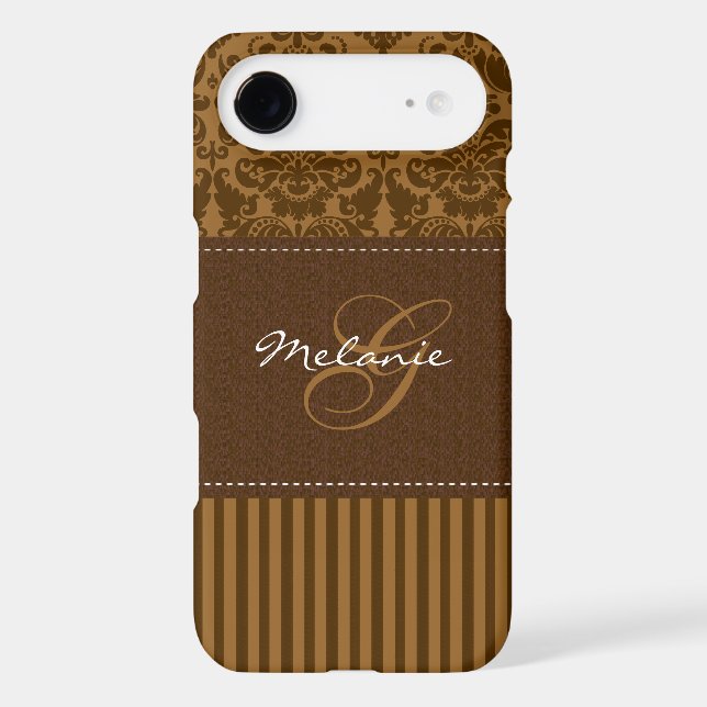 Monogram Brown Damask Stripe iPhone 5 Vibe Case Case For The iPhone 5 (Back)