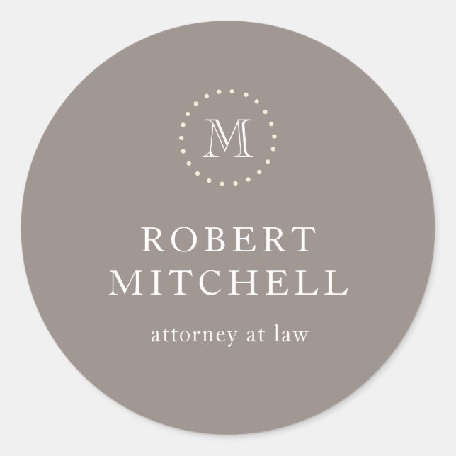 Monogram Brown Elegant Classic Business Sticker (Front)