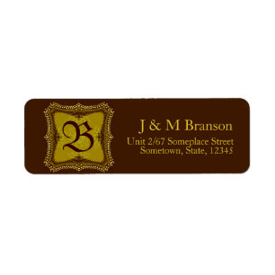 Monogram Brown + Gold Address Label Return Address Label