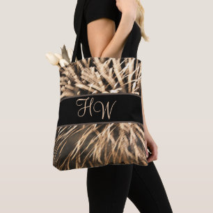 Monogram Brown Gold Fireworks Tote Bag