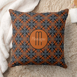 Monogram Brown Grey and Black Geometric Repeating Cushion