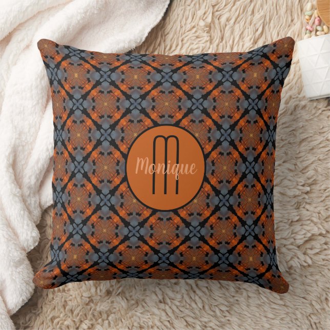 Monogram Brown Grey and Black Geometric Repeating Cushion (Blanket)