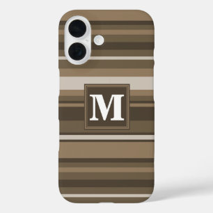 Monogram Brown stripes iPhone 16 Case