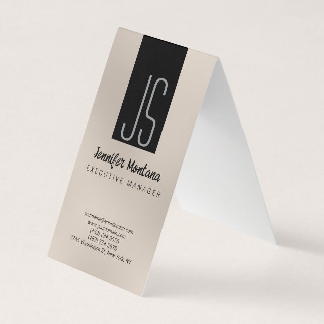 Monogram Browny Beige Black Manager Business Card (Front)