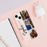 Monogram Brush Calligraphy Photo Blush Pink iPhone 14 Case<br><div class="desc">Minimalist case features name in modern script calligraphy.</div>