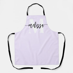 Monogram Brush Calligraphy Purple Apron