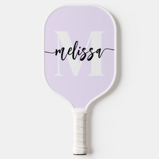 Monogram Brush Calligraphy Purple Pickleball Paddle (Front)
