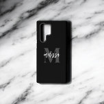 Monogram Brush Script Black Samsung Galaxy Case<br><div class="desc">Bold serif monogram combined with brush handwritten calligraphy.</div>