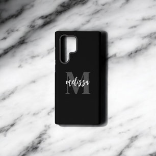 Monogram Brush Script Black Samsung Galaxy Case