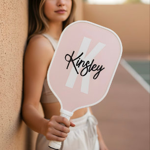 Monogram Brush Script Blush Pink Pickleball Paddle