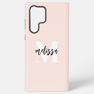 Monogram Brush Script Blush Pink Samsung Galaxy Case
