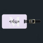 Monogram Brush Script Pastel Purple Luggage Tag<br><div class="desc">Modern handwriting calligraphy.</div>