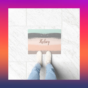 Monogram Brush Strokes Colourful Doormat