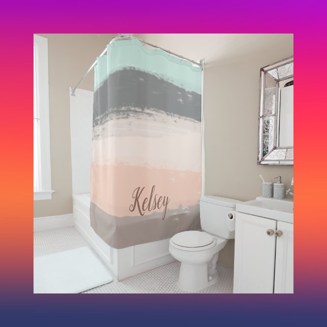 Monogram Brush Strokes Colourful | Shower Curtain (Creator Uploaded)