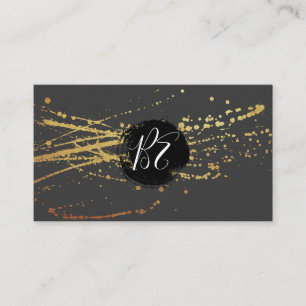 Monogram Brushed Gold Spatter Business Card