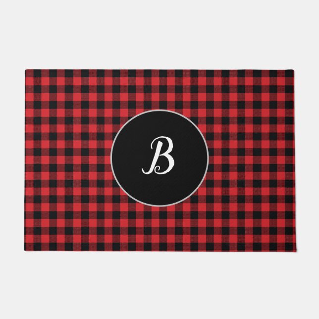 Monogram Buffalo Check Pattern Autumn Doormat (Front)