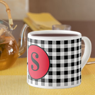 Monogram Buffalo Check & Stylish Red 6oz. Espresso Cup