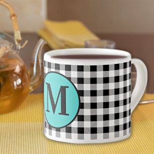 Monogram Buffalo Check & Turquoise 6oz. Espresso Cup