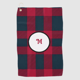 Monogram buffalo plaid golf towel