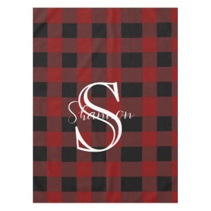 Monogram buffalo plaid tablecloth