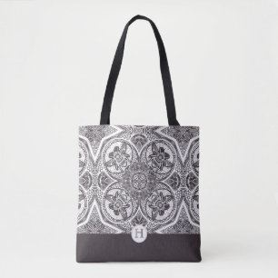 Monogram Bumblebees Mandala Tote Bag