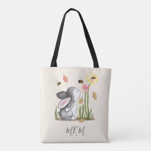 Monogram bunny tote bag off white