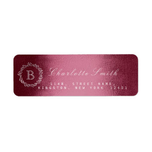 Monogram Burgunde Return Address Labels