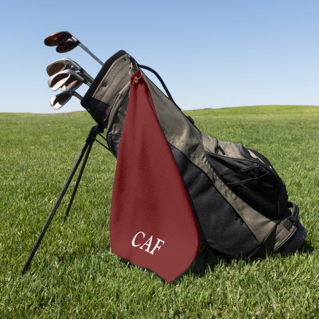 Monogram Burgundy Maroon Dark Red White   Golf Towel (Green)