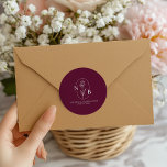 Monogram Burgundy Minimalist Modern Wedding Classic Round Sticker<br><div class="desc">Monogram Burgundy Minimalist Modern Wedding Classic Round Sticker. (monogram vector designed by pikisuperstar)</div>
