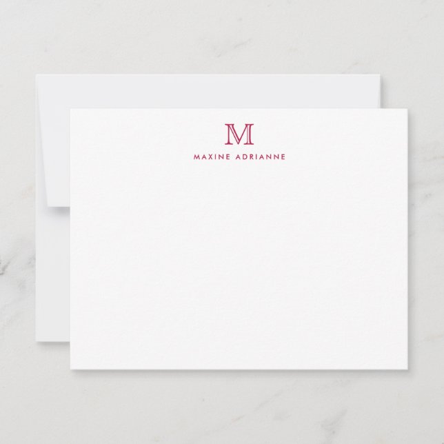 Monogram Burgundy Red Simple Classic Elegant Chic Card (Front)