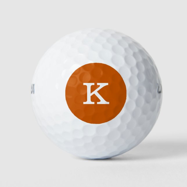 Monogram Burnt Orange Durable Monochromatic Golf Balls (Front)