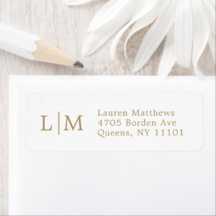Monogram Business Gold Return Address Label