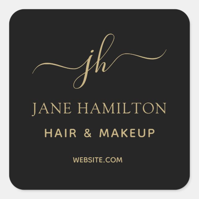 Monogram Business Logo Square Sticker (Front)