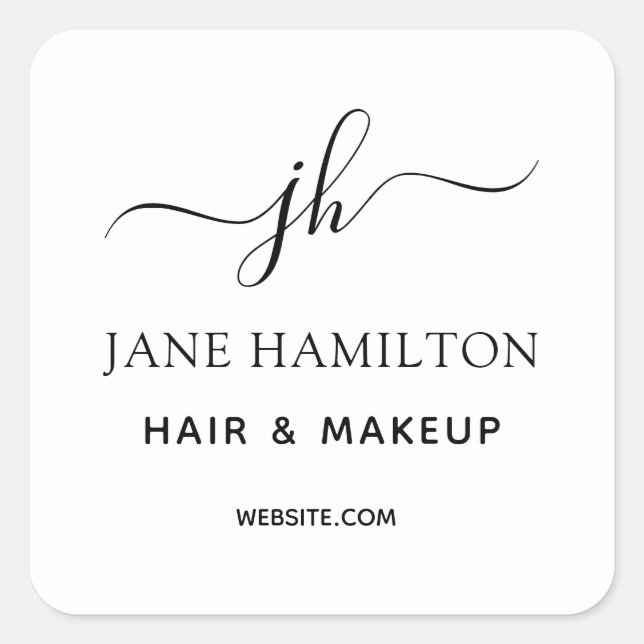 Monogram Business Logo Square Sticker (Front)
