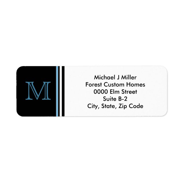 Monogram Business/Personal  Stripe Address Label Return Address Label (Front)