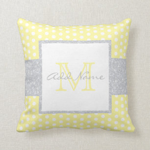 Monogram Butter Yellow Polka Dot Baby Boy Pillow