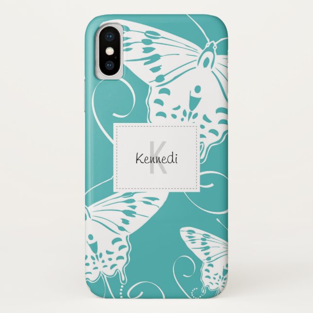 Monogram Butterflies Art Case-Mate iPhone Case (Back)