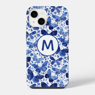 Monogram Butterfliy Watercolor Blue iPhone 14 Case