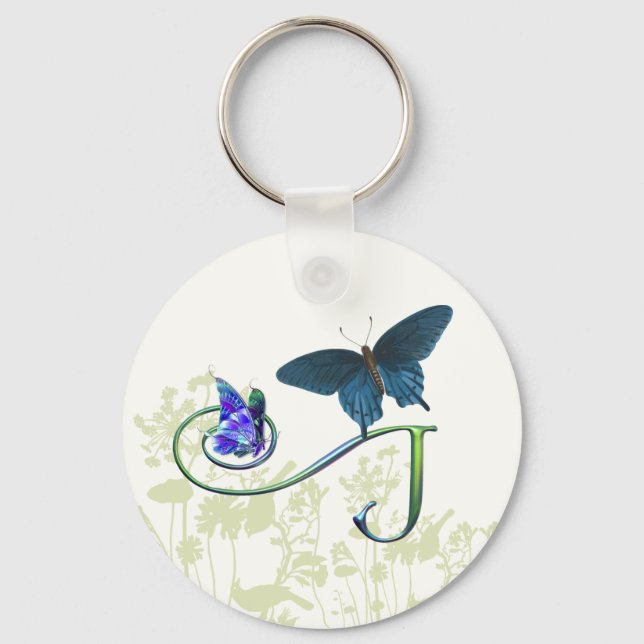 Monogram Butterfly Fantasy J Key Ring (Front)