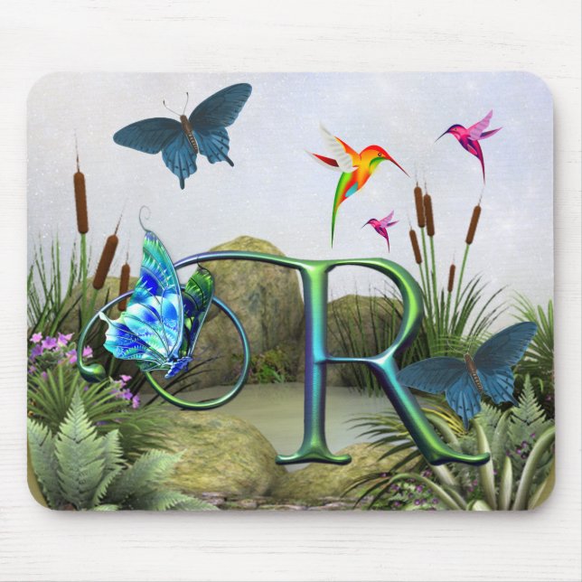 Monogram Butterfly Fantasy R Mouse Pad (Front)