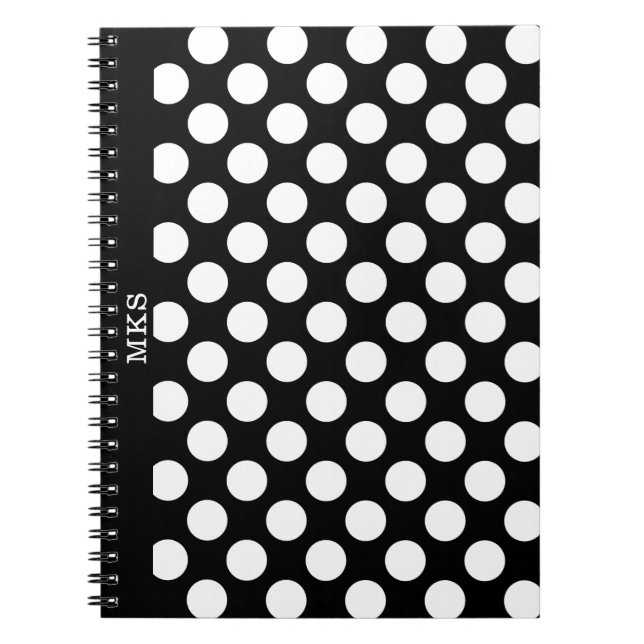 Monogram BW Polka Dotted Notebook (Front)