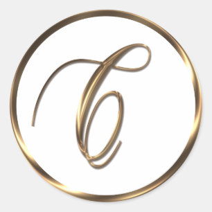 Monogram C Faux Bronze Classic Round Sticker