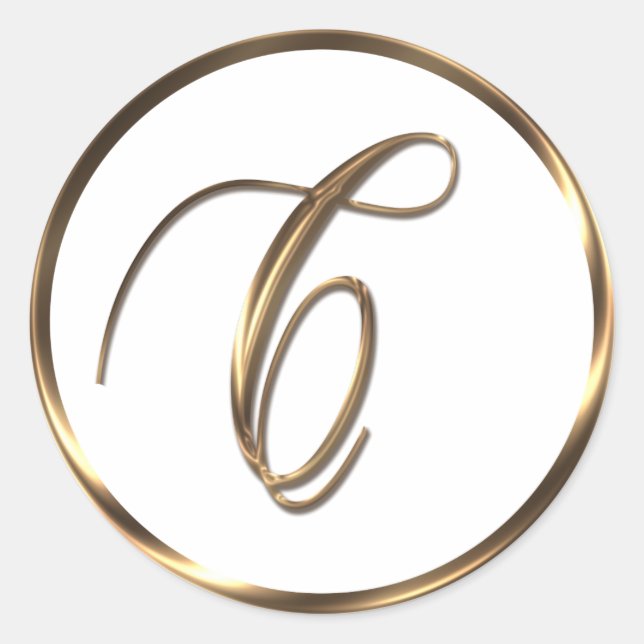 Monogram C Faux Bronze Classic Round Sticker (Front)