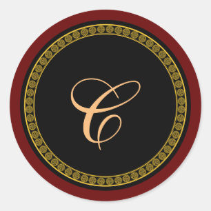 Monogram "C" gold-coloured script  Classic Round Sticker