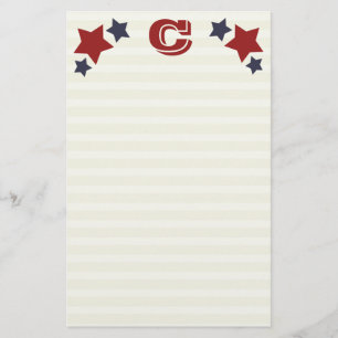 Monogram C / Initial C Stars & Stripes Stationery