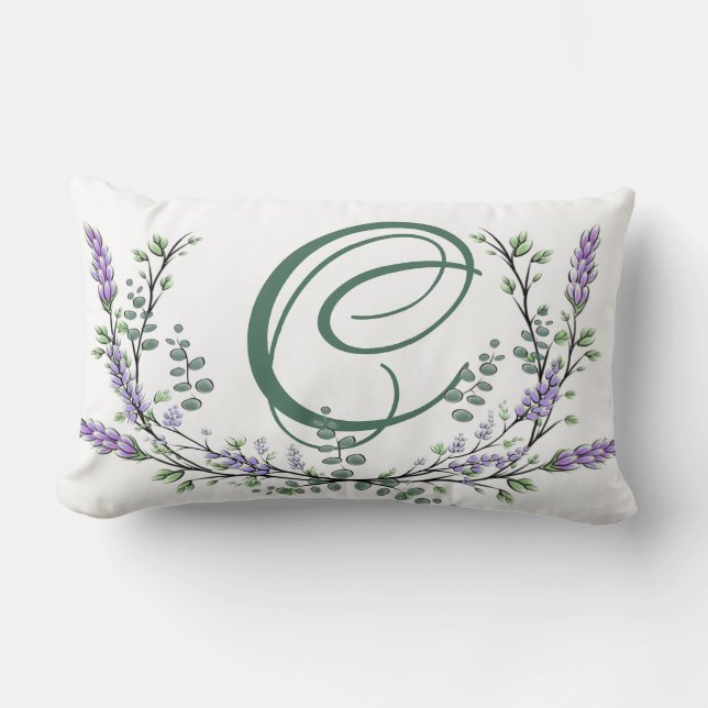 Monogram C Lavender Eucalyptus Lumbar Cushion (Front)