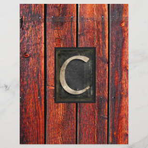 Monogram C Rustic Barnwood Brown Custom Letterhead